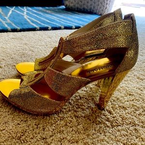 MK Michael Kors -Christmas and NYE Gold Heeled Sandals